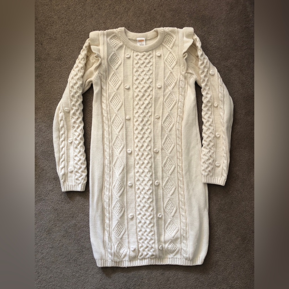 Girls Gymboree Cream Cable Knit Sweater Dress Size 10